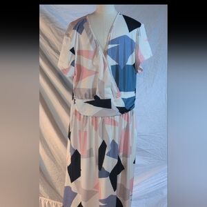 Geometric Patterned Wrap Dress